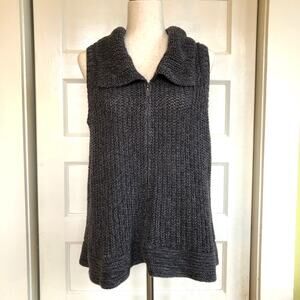 C.J. Banks‎ Chunky Knit Sweater Vest Gray Collared Zip Front 1X Casual Layering